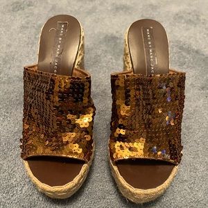 Gold sequins sandals